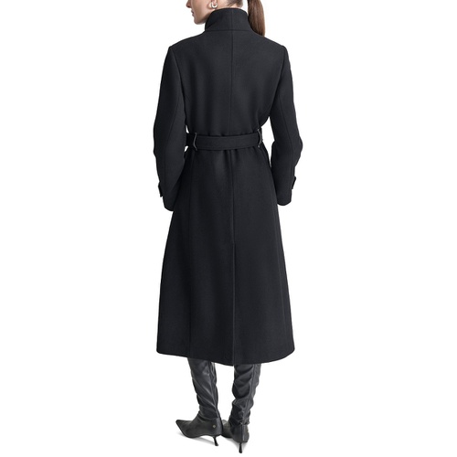 DKNY Womens Belted Wing-Collar Maxi Coat