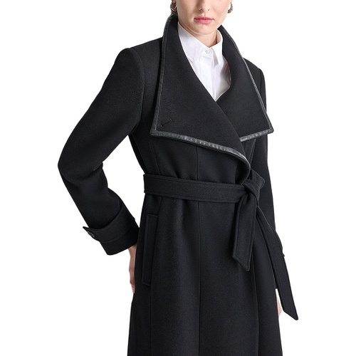 DKNY Womens Belted Wing-Collar Maxi Coat