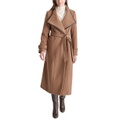 Womens Belted Wing-Collar Maxi Coat