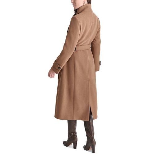 DKNY Womens Belted Wing-Collar Maxi Coat