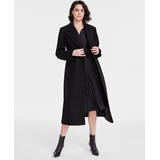 Womens Notched-Collar Double-Breasted Wrap Coat