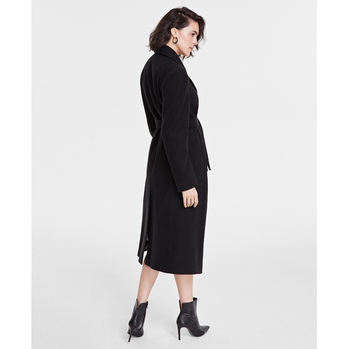 DKNY Womens Notched-Collar Double-Breasted Wrap Coat