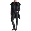 Womens Bibbed Faux-Fur-Trim Hooded Puffer Coat