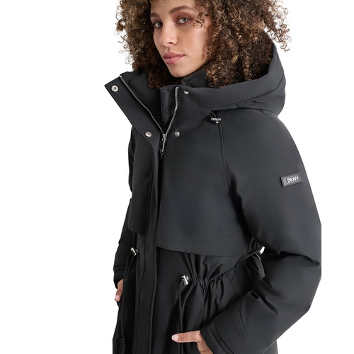 DKNY Womens Hooded Long-Sleeve Anorak Puffer Coat