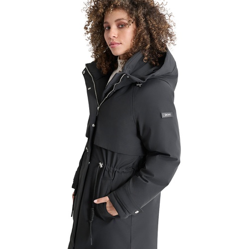 DKNY Womens Hooded Long-Sleeve Anorak Puffer Coat