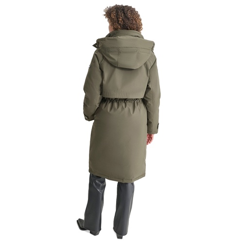 DKNY Womens Hooded Long-Sleeve Anorak Puffer Coat