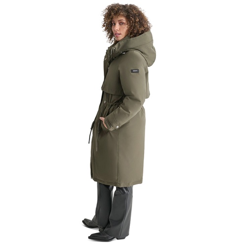 DKNY Womens Hooded Long-Sleeve Anorak Puffer Coat