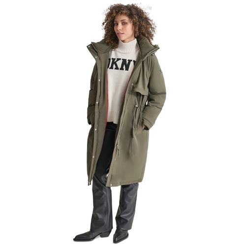 DKNY Womens Hooded Long-Sleeve Anorak Puffer Coat