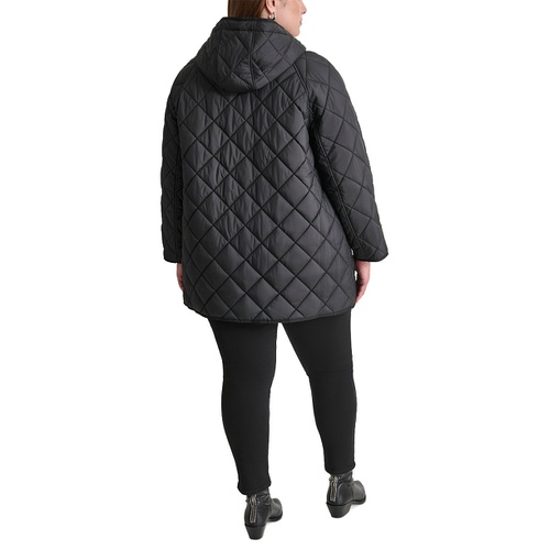 DKNY Plus Size Hooded Toggle-Front Quilted Coat