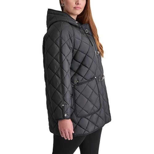 DKNY Plus Size Hooded Toggle-Front Quilted Coat