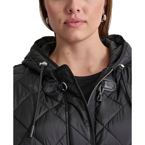 DKNY Plus Size Hooded Toggle-Front Quilted Coat