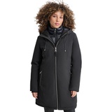 Womens Hooded Bibbed Zip-Front Puffer Coat