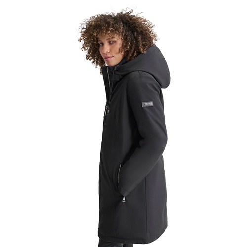 DKNY Womens Hooded Bibbed Zip-Front Puffer Coat