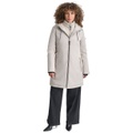 Womens Hooded Bibbed Zip-Front Puffer Coat