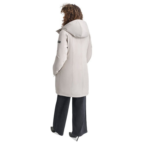 DKNY Womens Hooded Bibbed Zip-Front Puffer Coat