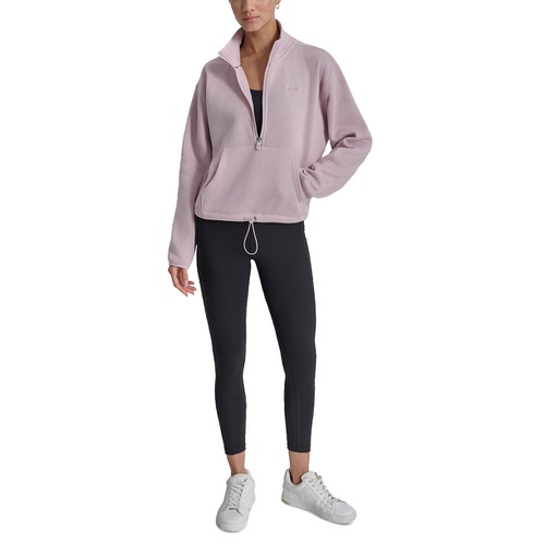 DKNY Womens Fleece Half-Zip Bungee-Hem Sweater