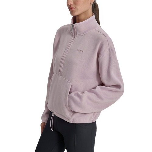 DKNY Womens Fleece Half-Zip Bungee-Hem Sweater