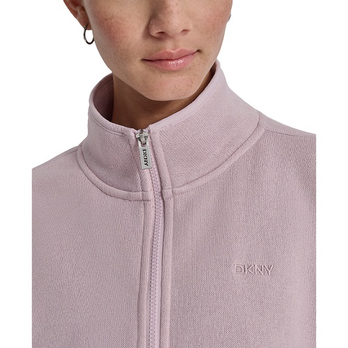 DKNY Womens Fleece Half-Zip Bungee-Hem Sweater