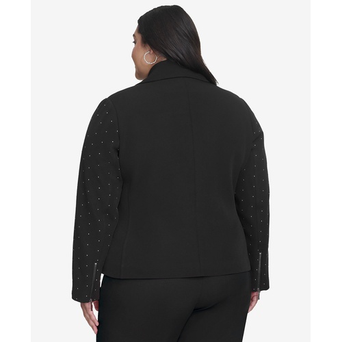 DKNY Plus Size Studded Asymmetric Moto Jacket