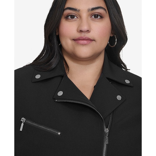 DKNY Plus Size Studded Asymmetric Moto Jacket