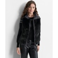 Womens Faux-Fur-Trim Sleeveless Vest