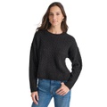 Womens Metallic Cable Knit Crewneck Sweater