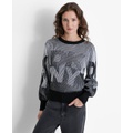 Womens Logo-Transfer Ribbed Crewneck Sweater