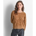 Womens Round-Neck Animal Chenille Sweater