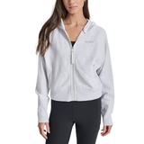 Womens Embroidered-Logo Cropped Zip-Front Fleece Hoodie