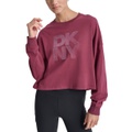 Womens Cotton Flocked-Logo Long-Sleeve Top