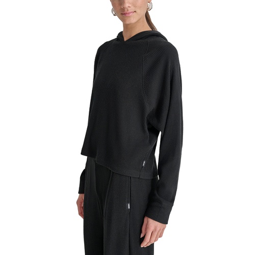 DKNY Sport Womens Ribbed Hoodie Pullover