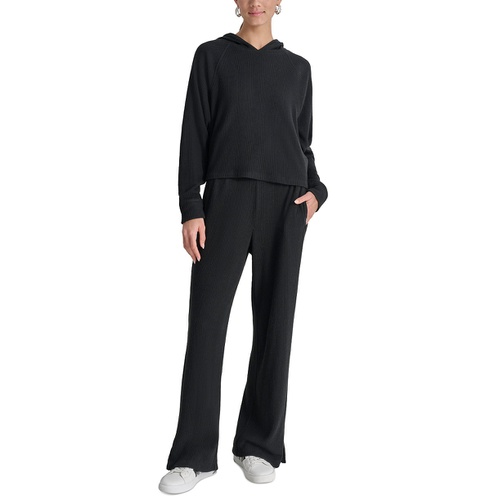 DKNY Sport Womens Ribbed Hoodie Pullover