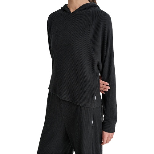 DKNY Sport Womens Ribbed Hoodie Pullover