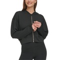 Womens Textured-Jacquard Long-Sleeve Hoodie