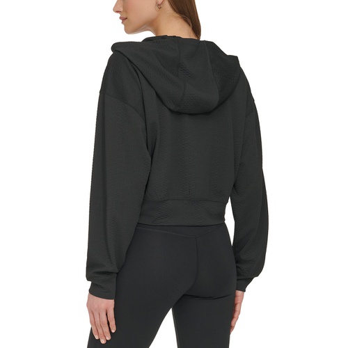 DKNY Womens Textured-Jacquard Long-Sleeve Hoodie