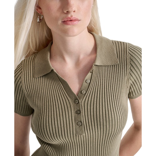 DKNY Petite Short-Sleeve Ribbed Polo Shirt