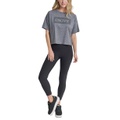 Womens Cotton Rhinestone-Graphic Cropped T-Shirt