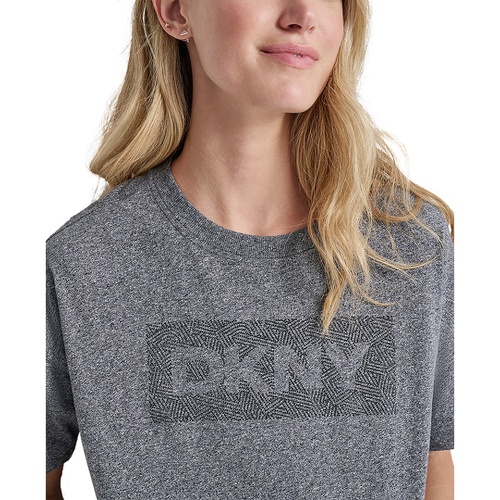 DKNY Womens Cotton Rhinestone-Graphic Cropped T-Shirt