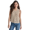 DKNY Womens Crocheted Split-Side Tied Tank Top