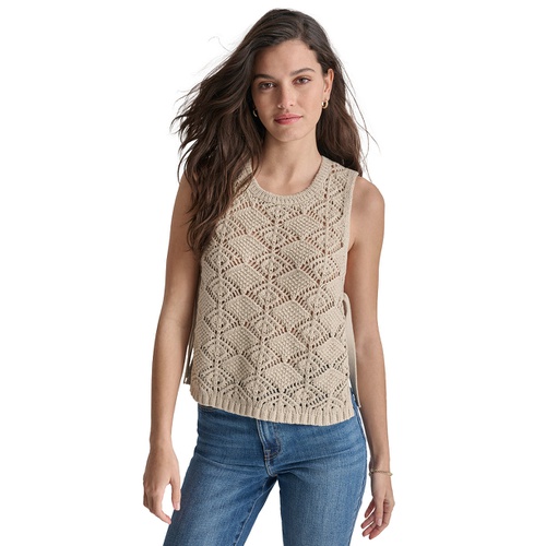 DKNY DKNY Womens Crocheted Split-Side Tied Tank Top