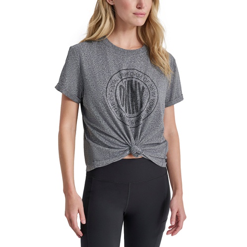 DKNY Womens Rhinestone Medallion Knot T-Shirt