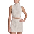 Womens Cropped Mock-Neck Cable Knit Tank Top