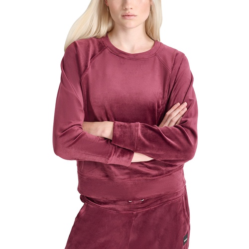 DKNY Womens Platinum Velour Crewneck Sweatshirt