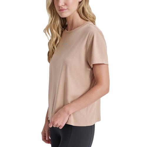 DKNY Womens Cotton Stud Logo Knot-Front T-Shirt