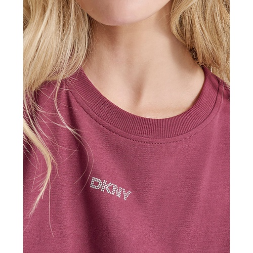 DKNY Womens Cotton Stud Logo Knot-Front T-Shirt