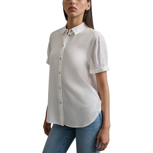 DKNY Womens Rolled-Sleeve Button-Up Shirt