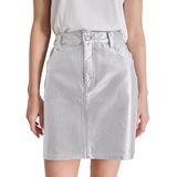 Womens Metallic Cotton Denim Mini Skirt