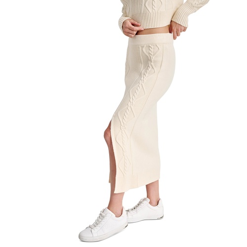 DKNY Womens Cable Knit Sweater Midi Skirt