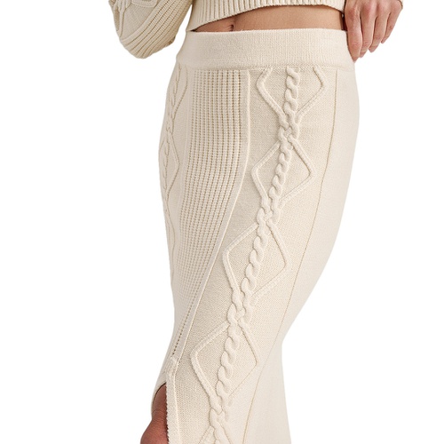 DKNY Womens Cable Knit Sweater Midi Skirt