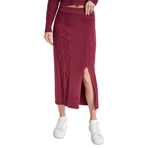 DKNY Womens Cable Knit Sweater Midi Skirt